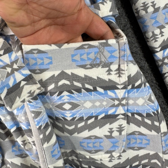 PENDLETON Harding Robe Womens Small Blue Grey White Geometric Southwestern Cozy - Picture 3 of 10